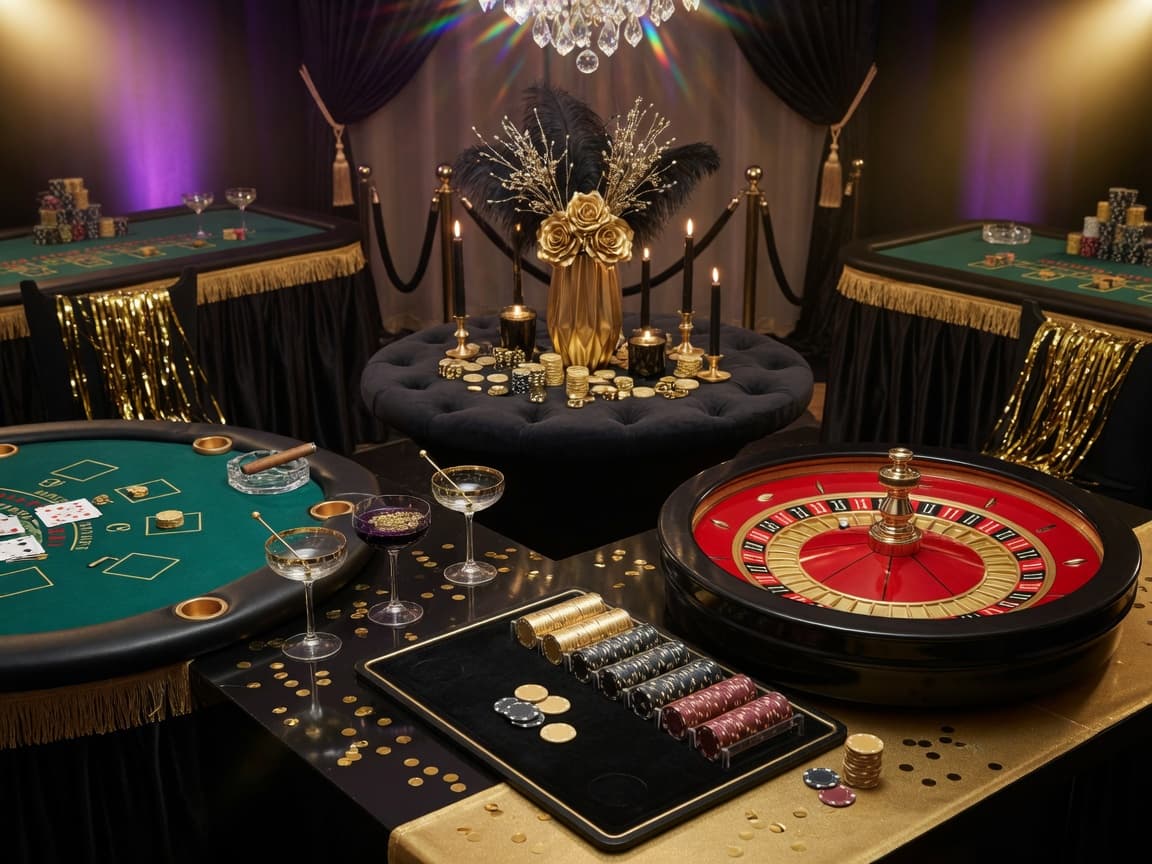 Vegas Baby Casino party package 50-75 guests rental — BSA Events Metro Detroit